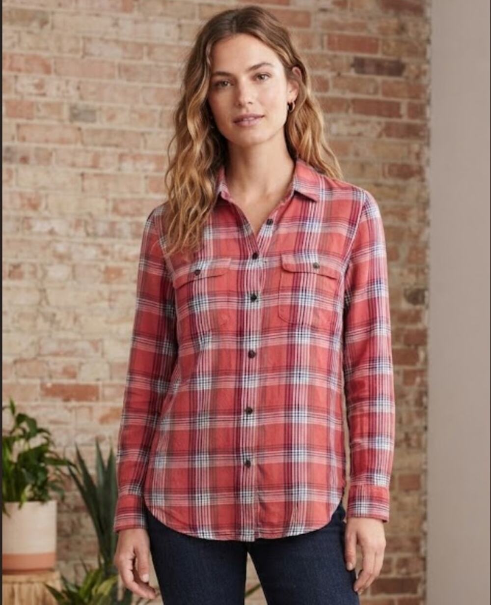 MADEWELL Red & White Plaid Cotton Button Down Shirt Top size XS